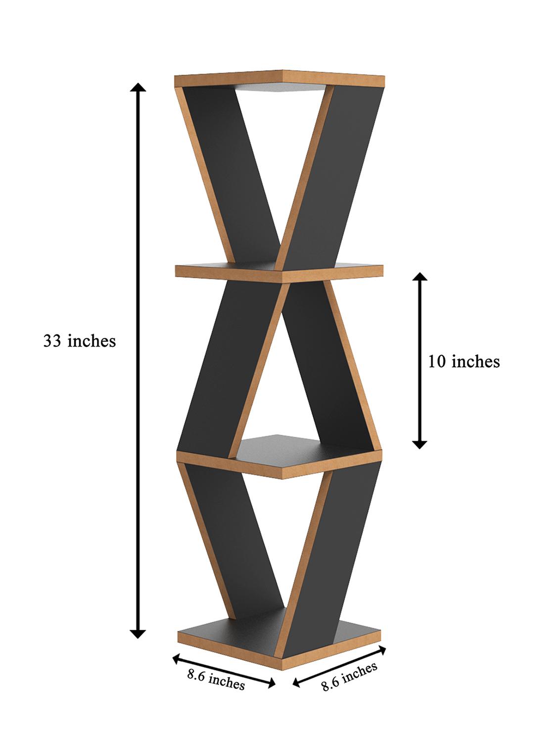 home sparkle triangular corner wall shelf mdf wall shelf rack wall mounted floating shelves (dark brown) - 18045693 - Standard Image - 3