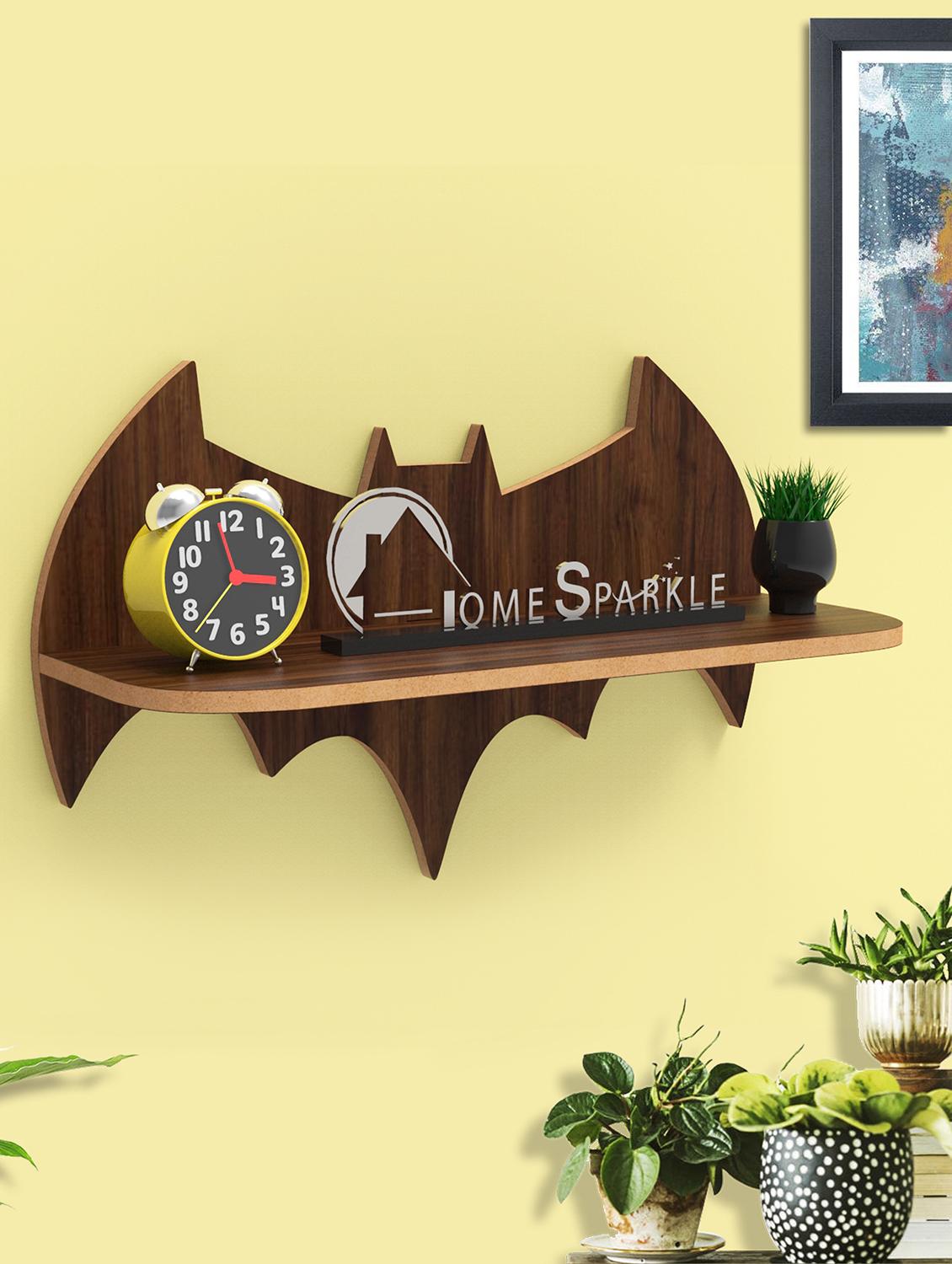home sparkle batman wall shelf mdf wall shelf rack wall mounted floating shelves (dark brown) - 18045695 -  Zoom Image - 0