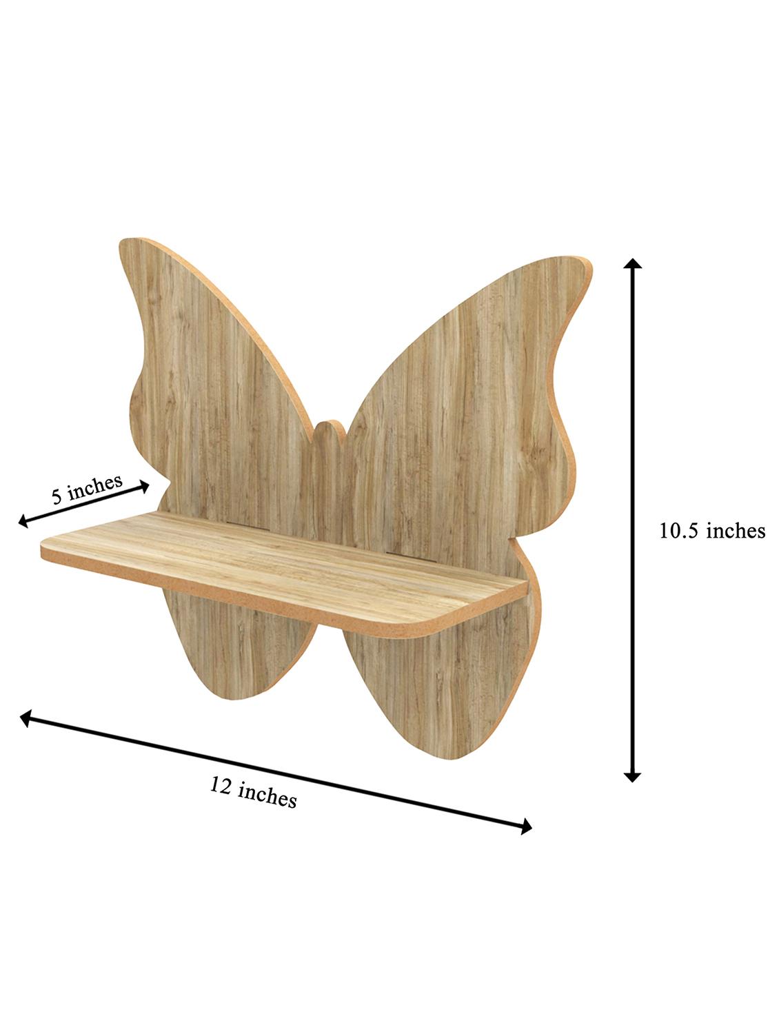 home sparkle butterfly wall shelf mdf wall shelf rack wall mounted floating shelves (dark brown) - 18045700 - Standard Image - 3