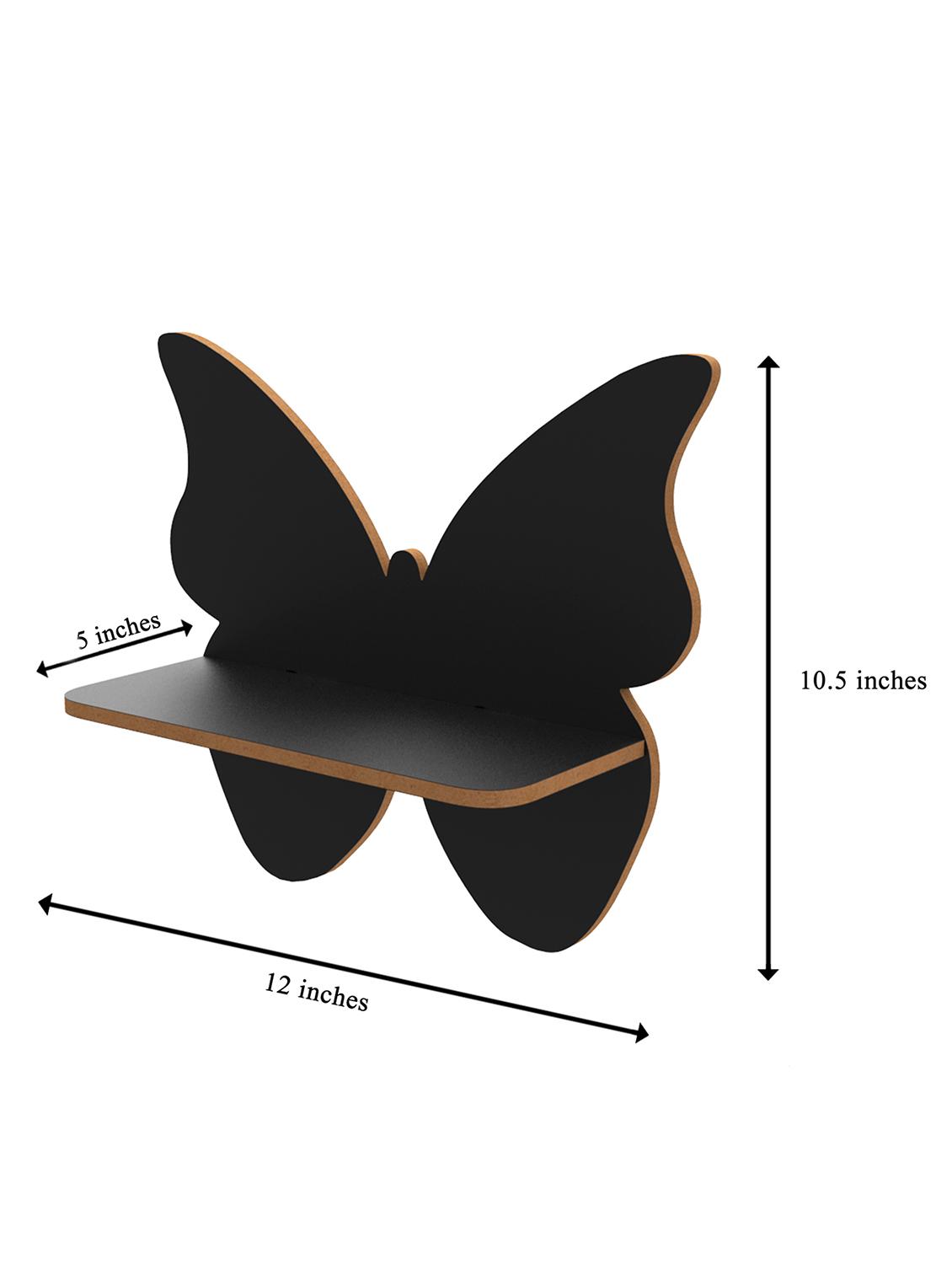 home sparkle butterfly wall shelf mdf wall shelf rack wall mounted floating shelves (dark brown) - 18045701 - Standard Image - 3