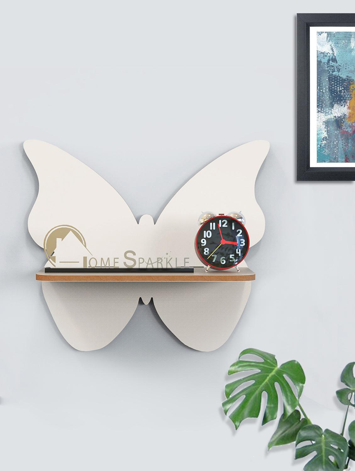 home sparkle butterfly wall shelf mdf wall shelf rack wall mounted floating shelves (dark brown) - 18045702 -  Zoom Image - 0