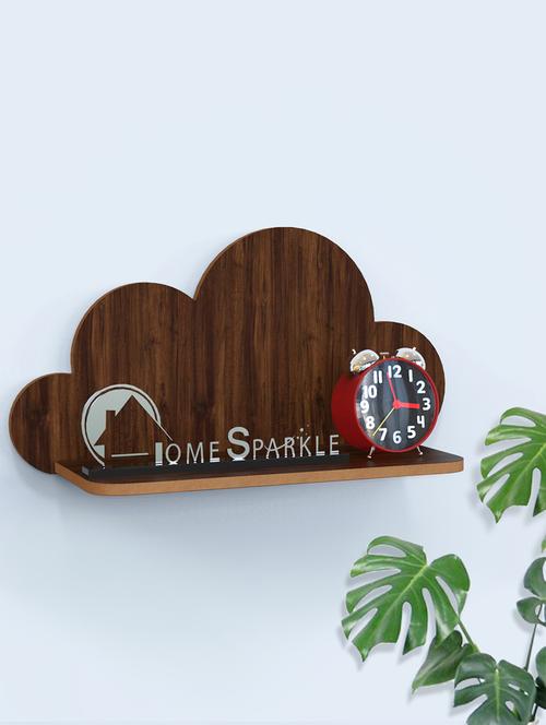 home sparkle cloud wall shelf mdf wall shelf rack wall mounted floating shelves (dark brown) - 18045703 -  Standard Image - 0