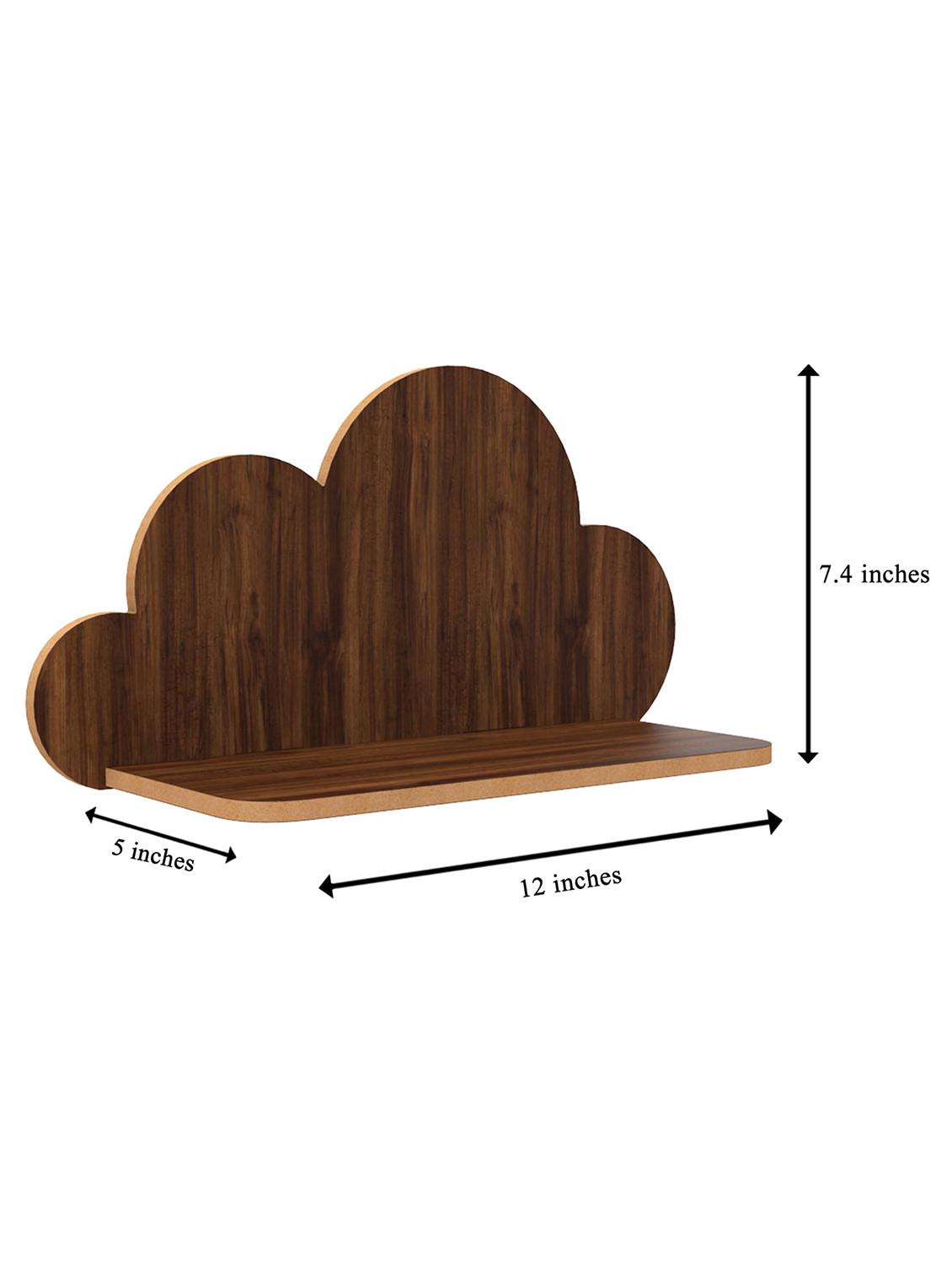 home sparkle cloud wall shelf mdf wall shelf rack wall mounted floating shelves (dark brown) - 18045703 - Standard Image - 3