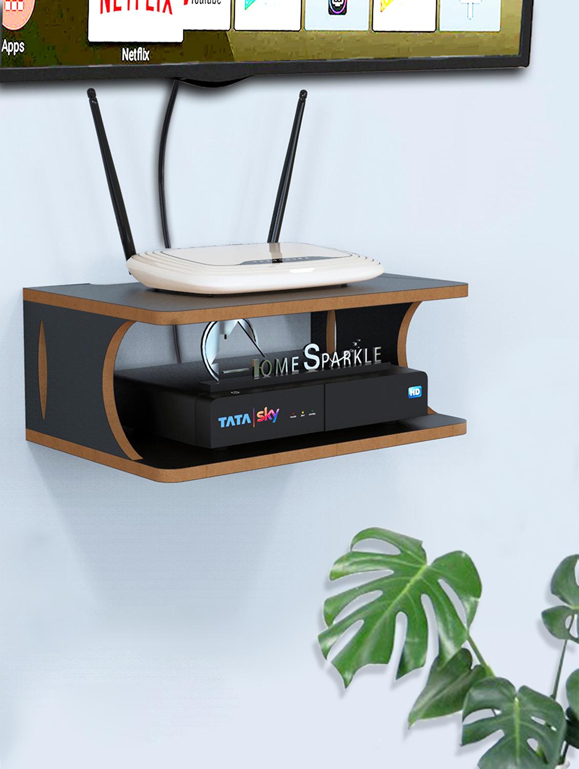 home sparkle set top box stand wall mount wall shelf setup box holder/wifi router holder (dark brown) - 18045709 - Zoom Image - 0