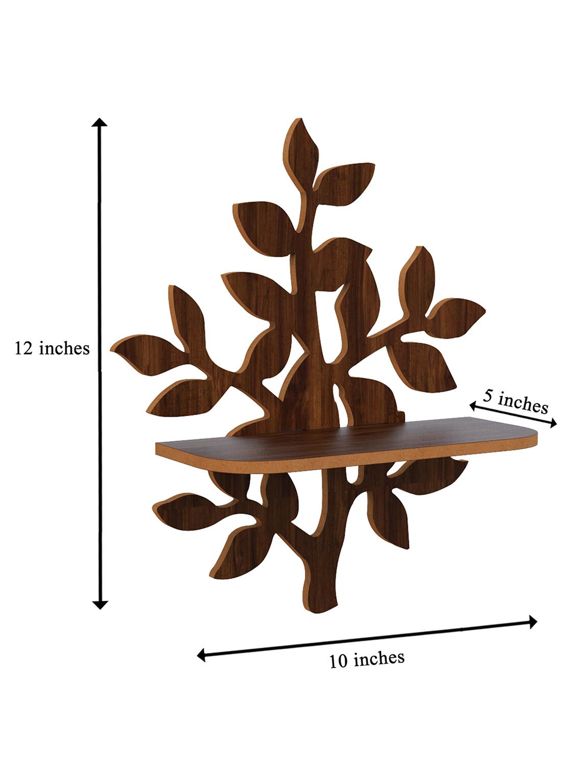 home sparkle tree shaped wall shelf mdf wall shelf rack wall mounted floating shelves (dark brown) - 18045713 - Standard Image - 3