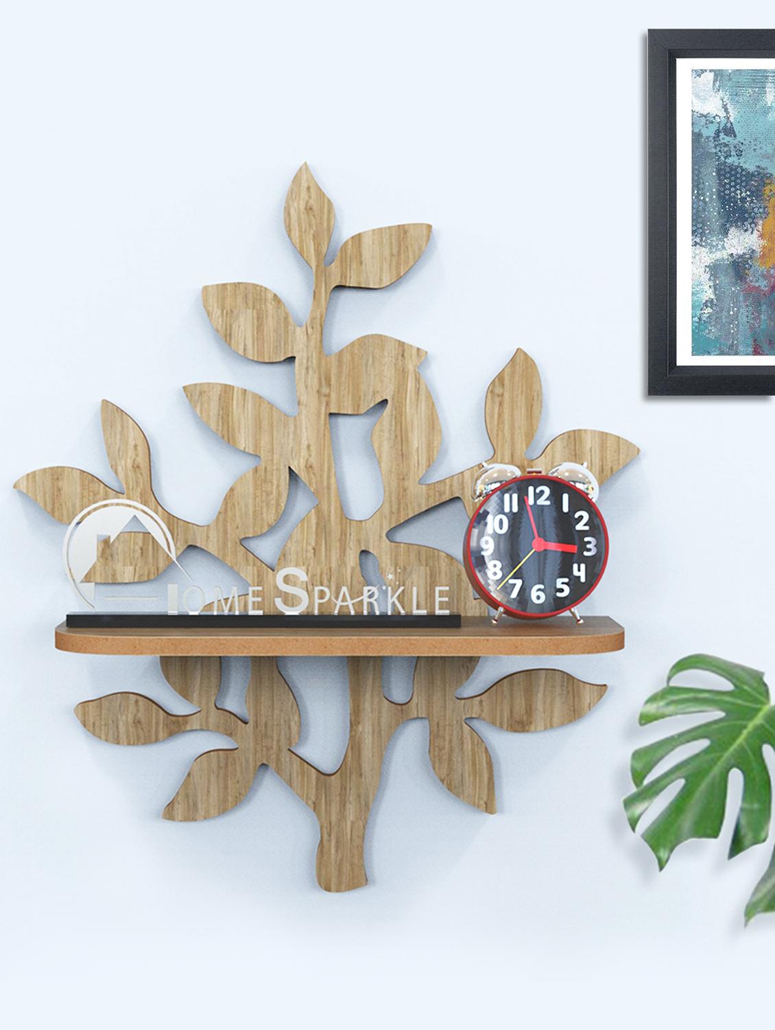 home sparkle tree shaped wall shelf mdf wall shelf rack wall mounted floating shelves (dark brown) - 18045714 - Zoom Image - 0