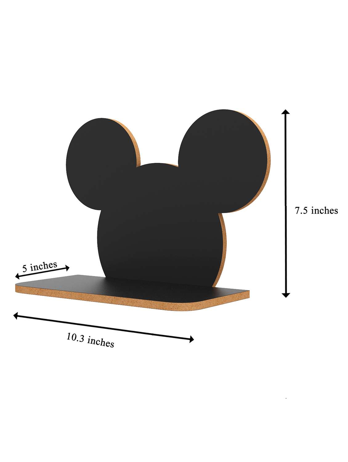 home sparkle mickey mouse shaped wall shelf mdf wall shelf rack wall mounted floating shelves (dark brown) - 18045717 -  Standard Image - 3