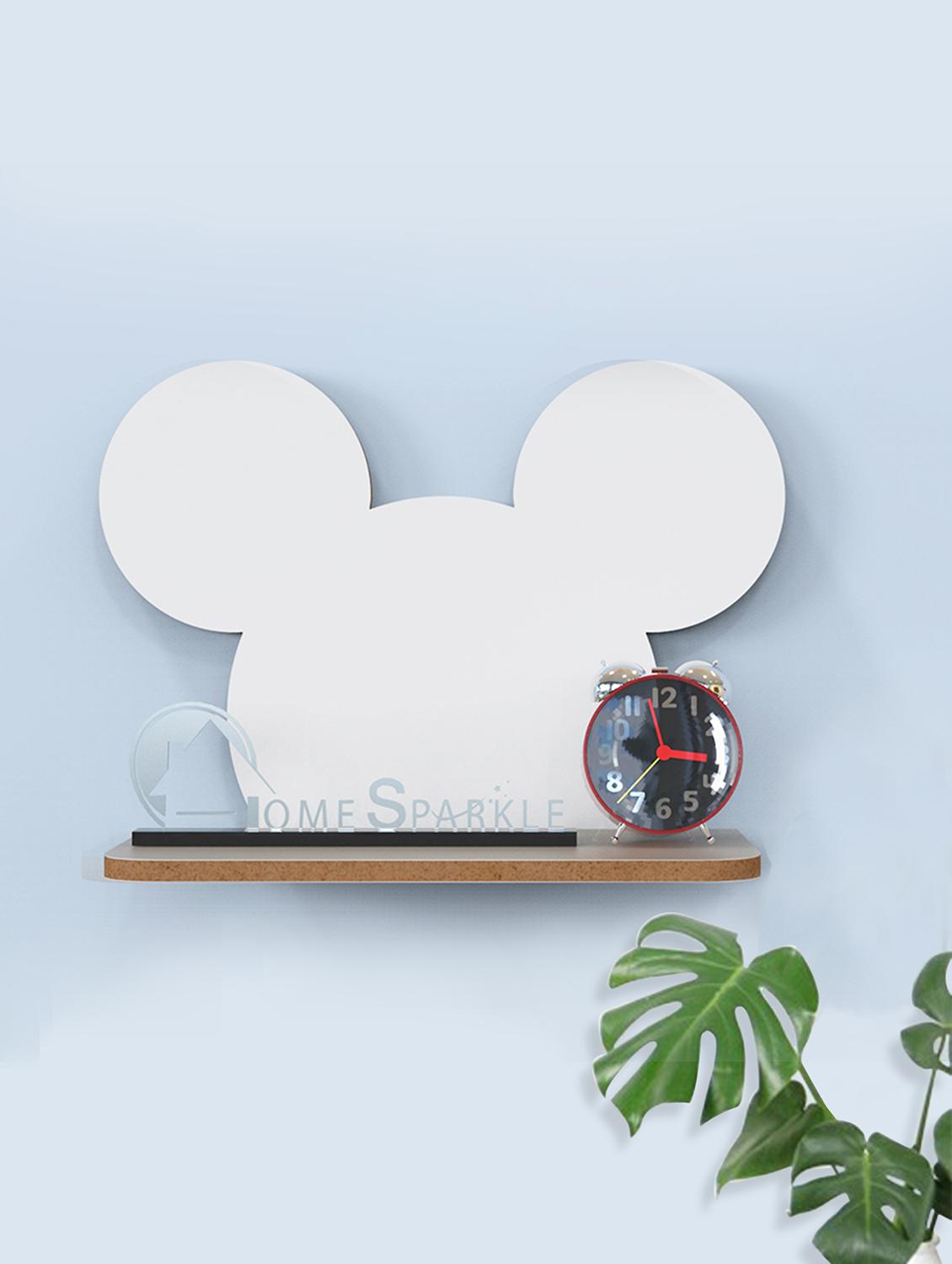home sparkle mickey mouse shaped wall shelf mdf wall shelf rack wall mounted floating shelves (dark brown) - 18045718 -  Zoom Image - 0