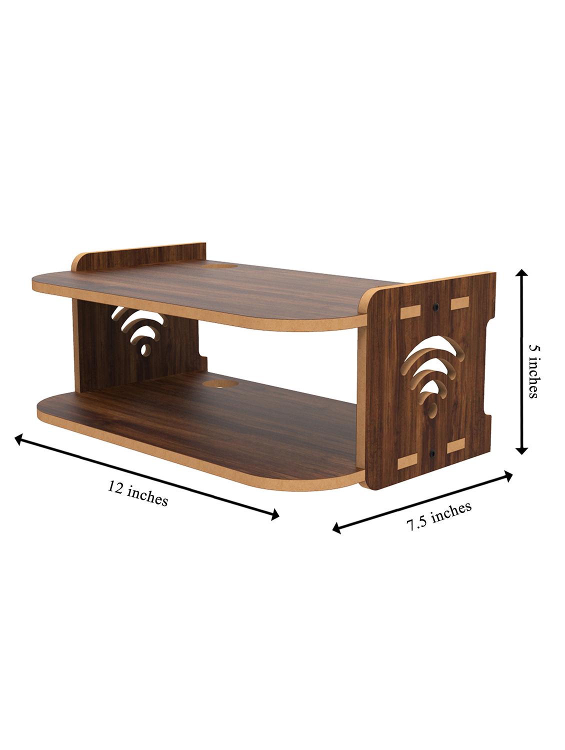home sparkle set top box holder wall mount wall shelf setup box holder/wifi router holder (dark brown) - 18045721 - Standard Image - 3
