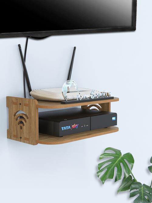 home sparkle set top box holder wall mount wall shelf setup box holder/wifi router holder (dark brown) - 18045722 -  Standard Image - 0