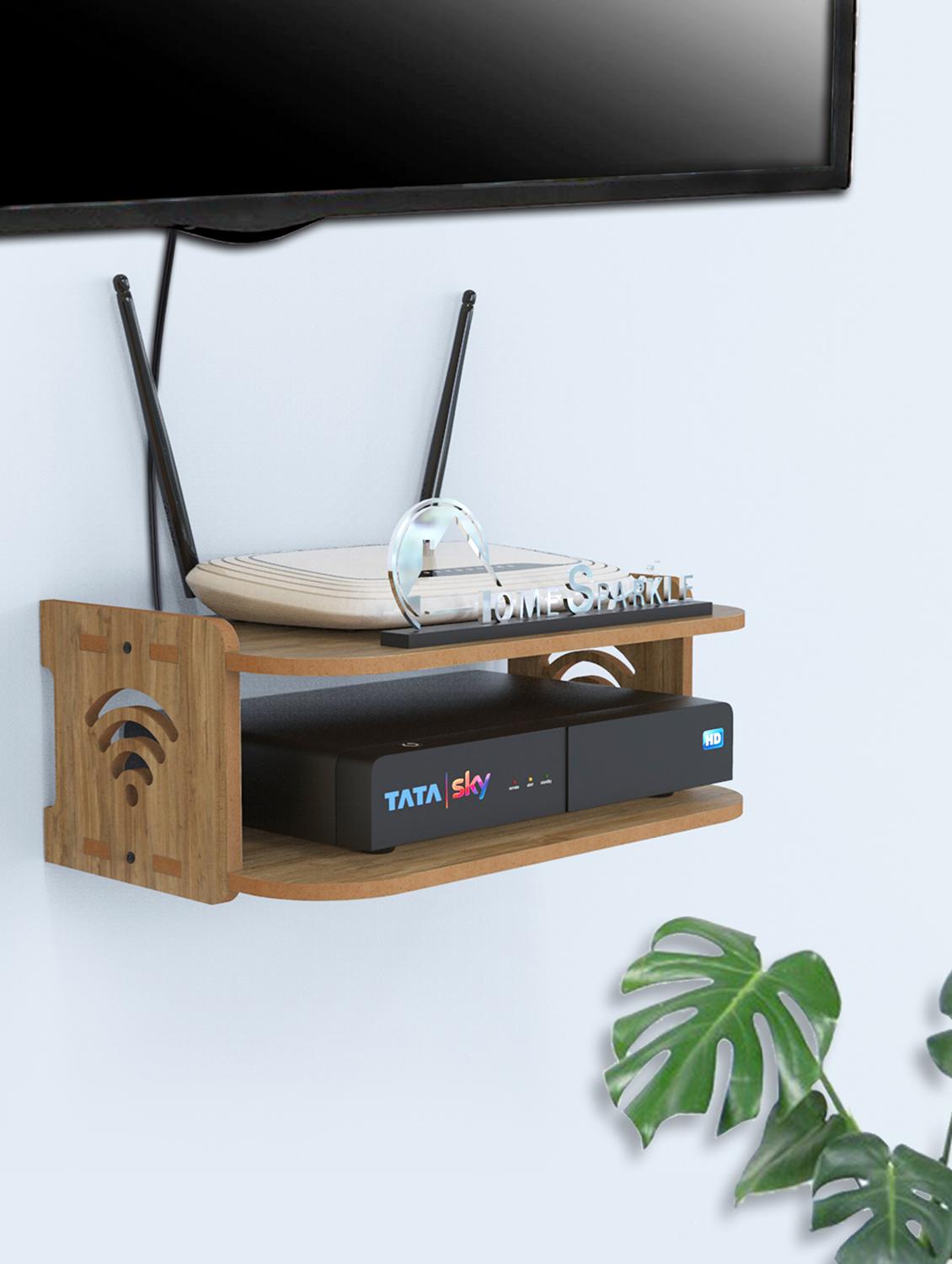 home sparkle set top box holder wall mount wall shelf setup box holder/wifi router holder (dark brown) - 18045722 -  Zoom Image - 0