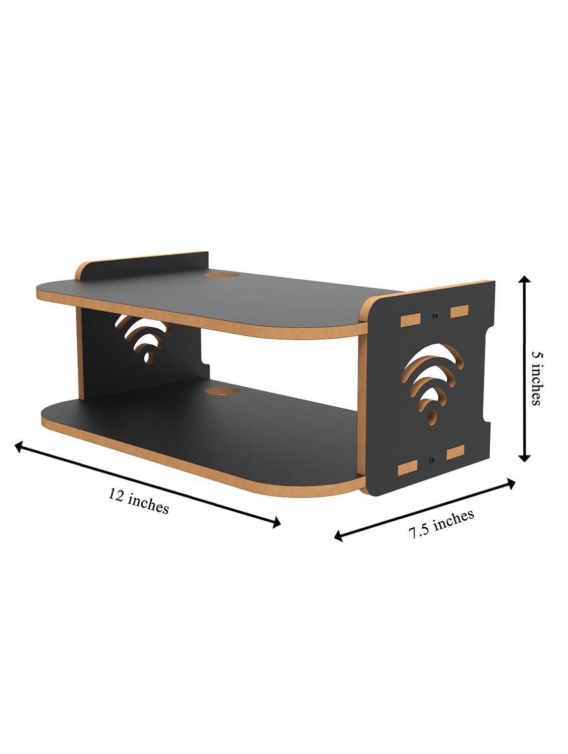 home sparkle set top box holder wall mount wall shelf setup box holder/wifi router holder (dark brown) - 18045723 -  Standard Image - 3