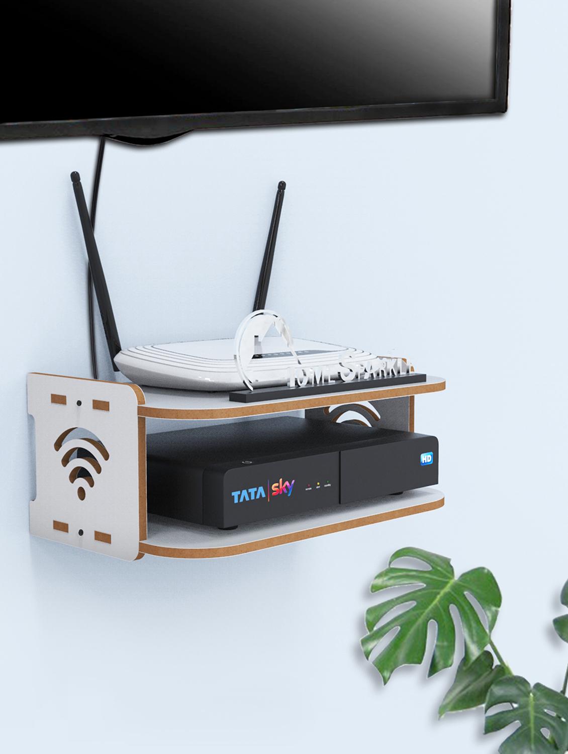 home sparkle set top box holder wall mount wall shelf setup box holder/wifi router holder (dark brown) - 18045724 - Zoom Image - 0