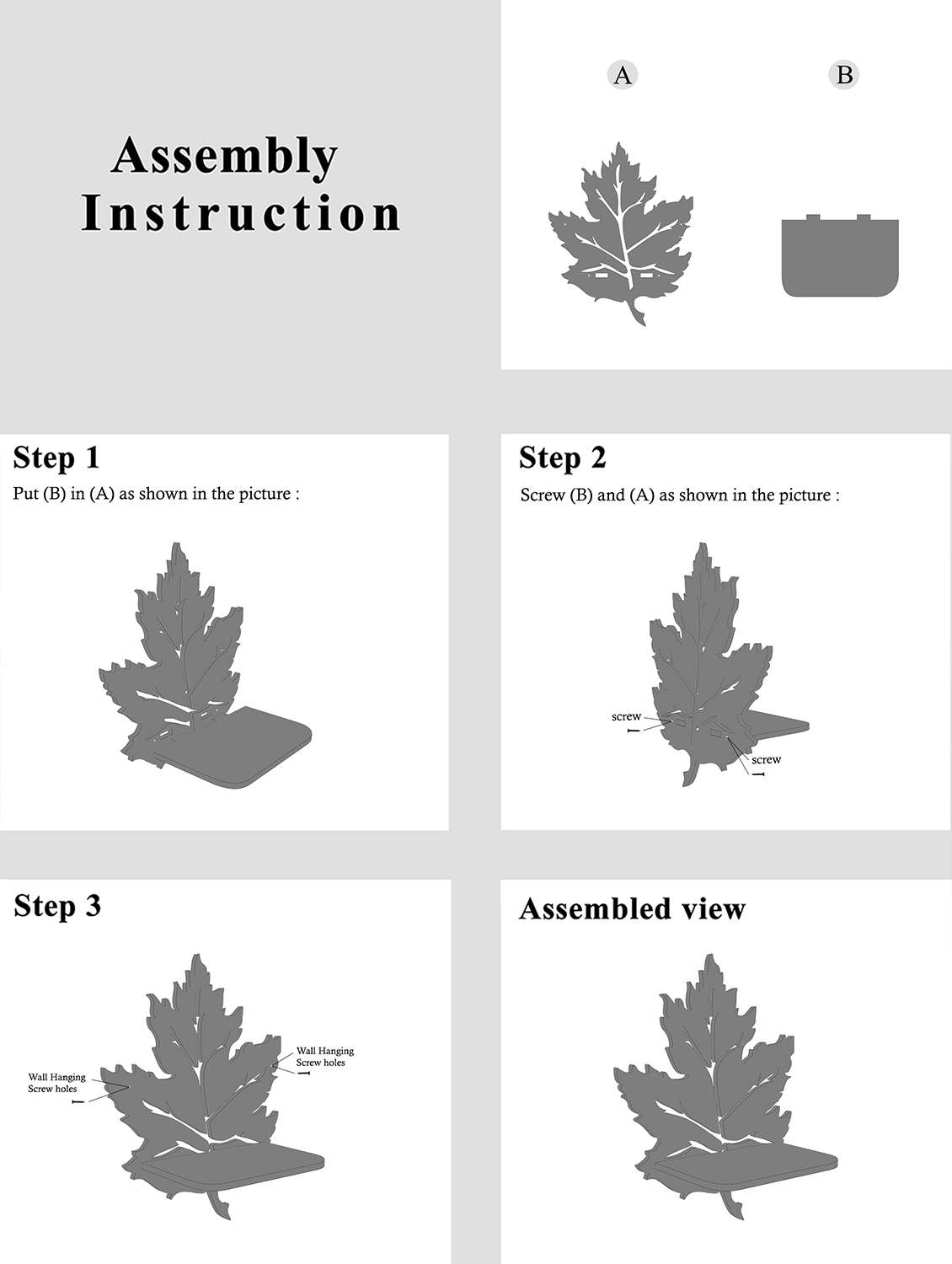 home sparkle leaf wall shelf mdf wall shelf rack wall mounted floating shelves - 18045727 -  Standard Image - 3