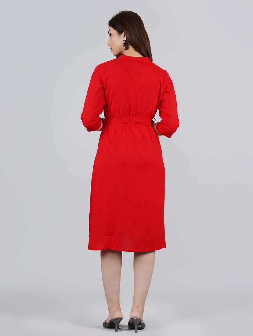 women's belted solid dress - 18046266 -  Standard Image - 3