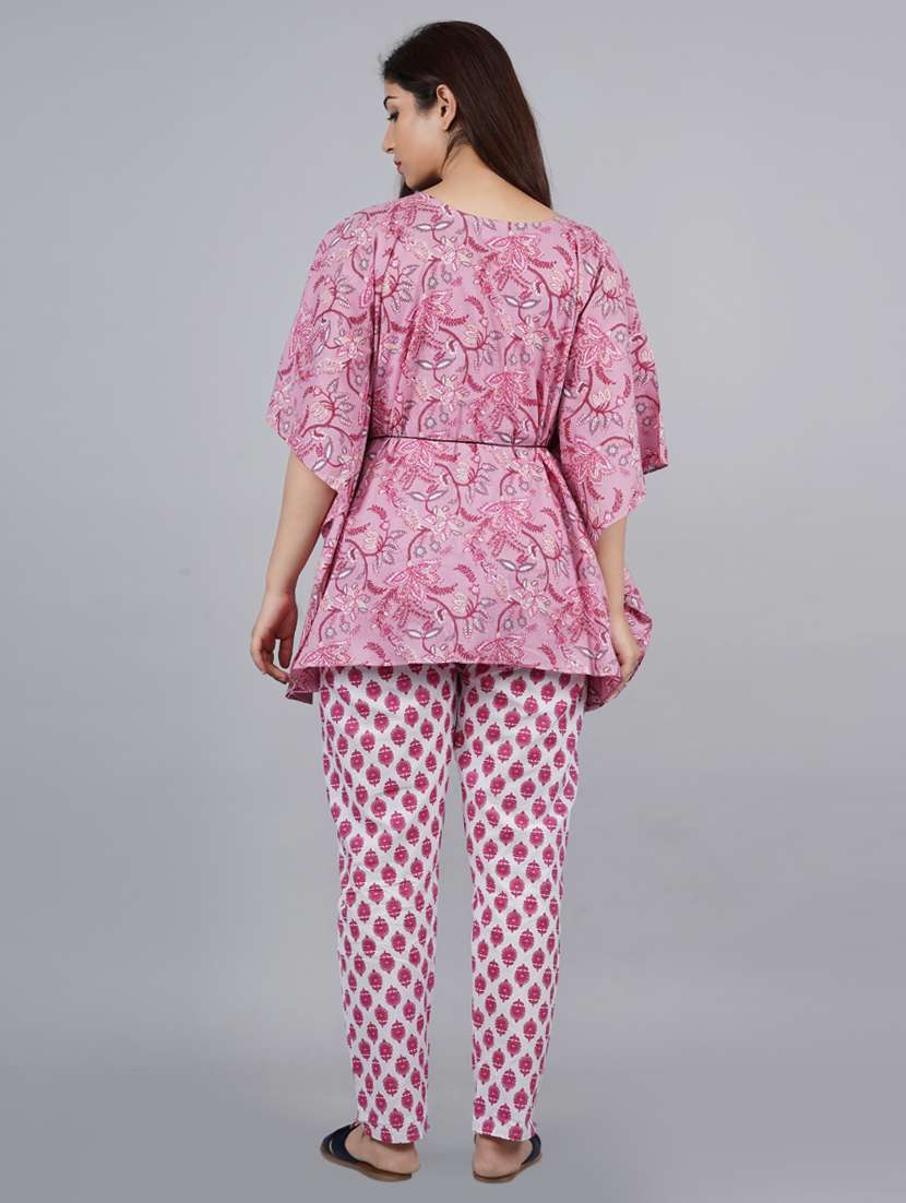 round neck printed nightwear pajama set  - 18046295 -  Standard Image - 3