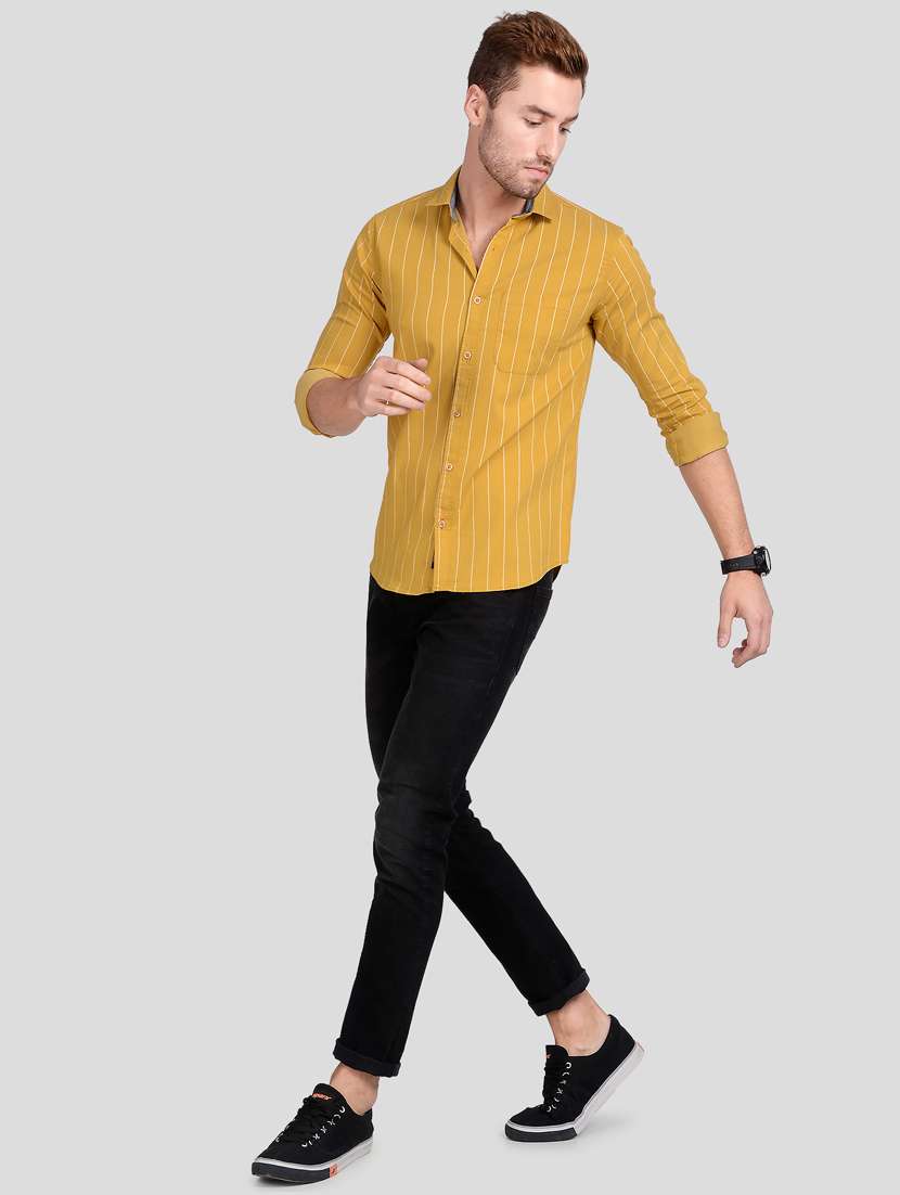 yellow striped casual shirt - 18046898 -  Standard Image - 3