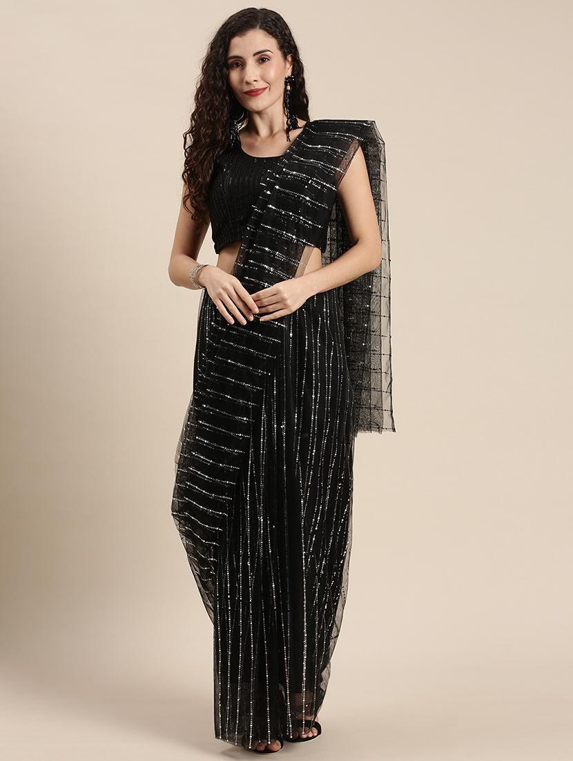 sequined net saree with blouse - 18046952 - Zoom Image - 0
