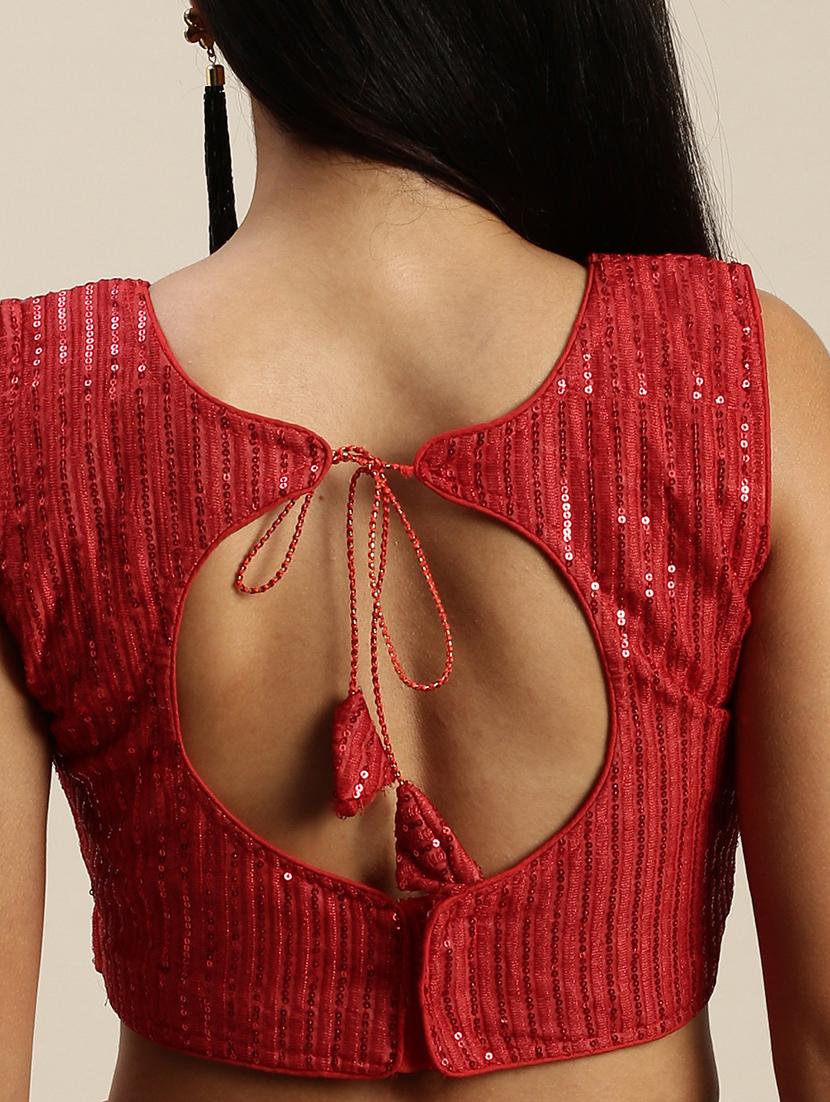 sequined net saree with blouse - 18046954 - Standard Image - 3
