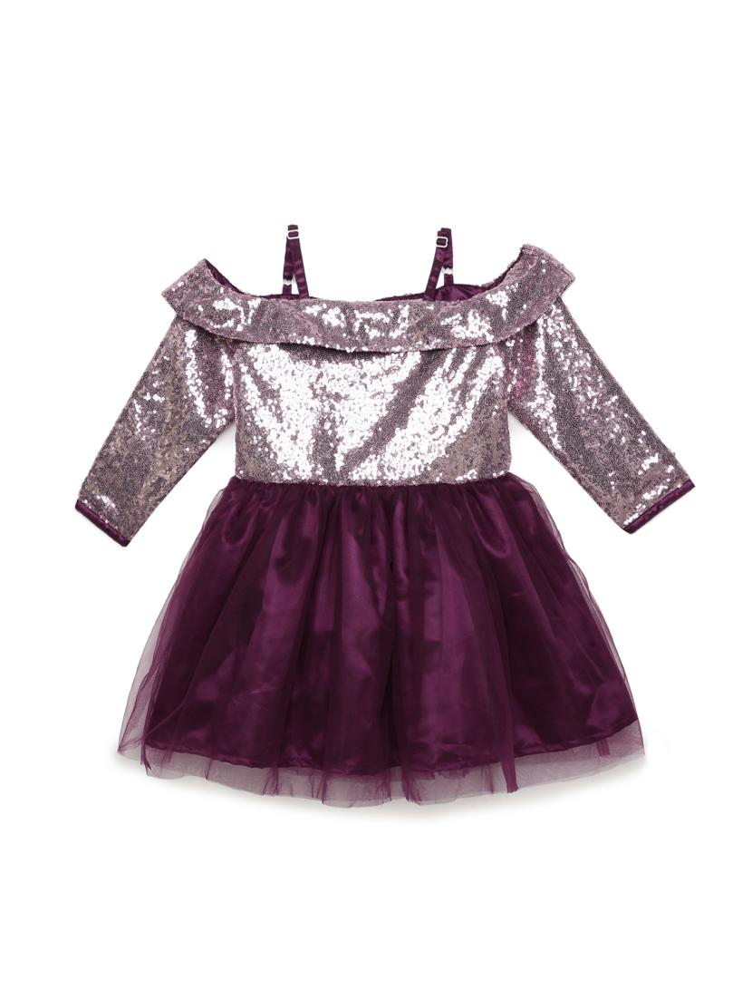 girls shoulder strap long sleeves frock - 18047117 - Zoom Image - 0
