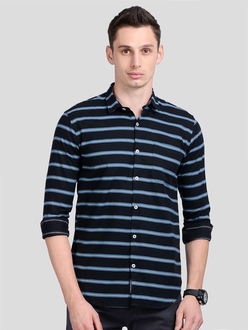 blue striped casual shirt - 18047222 - Zoom Image - 0