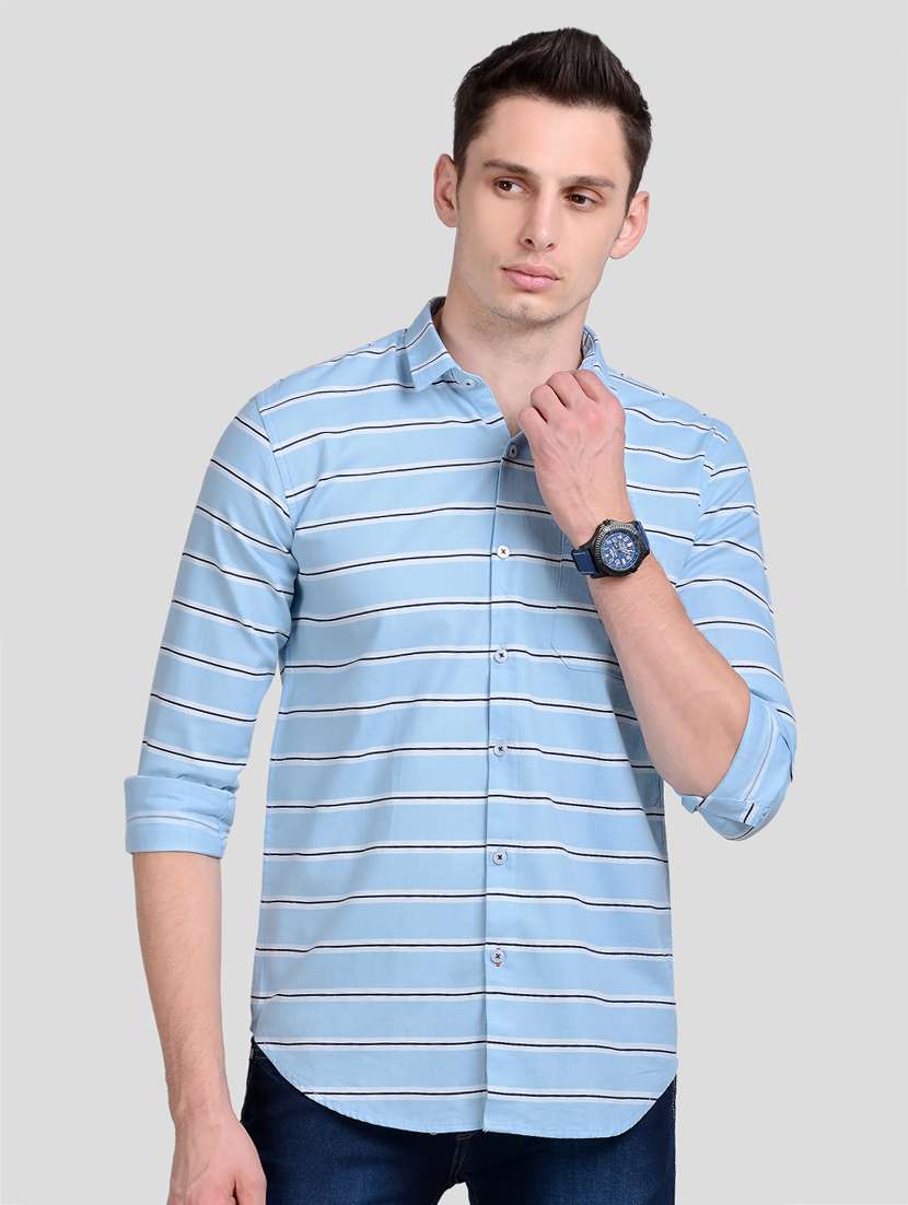 light blue striped casual shirt - 18047227 - Zoom Image - 0