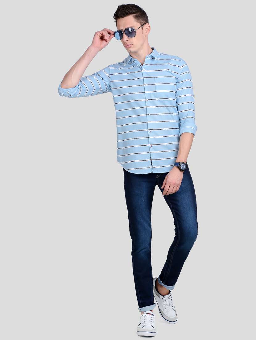 light blue striped casual shirt - 18047227 - Standard Image - 3