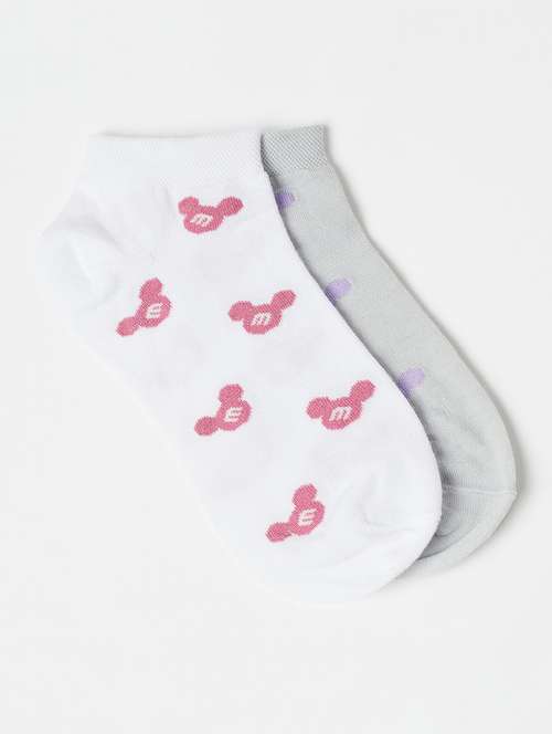 women pack of 2 printed ankle length socks - 18047618 - Standard Image - 0