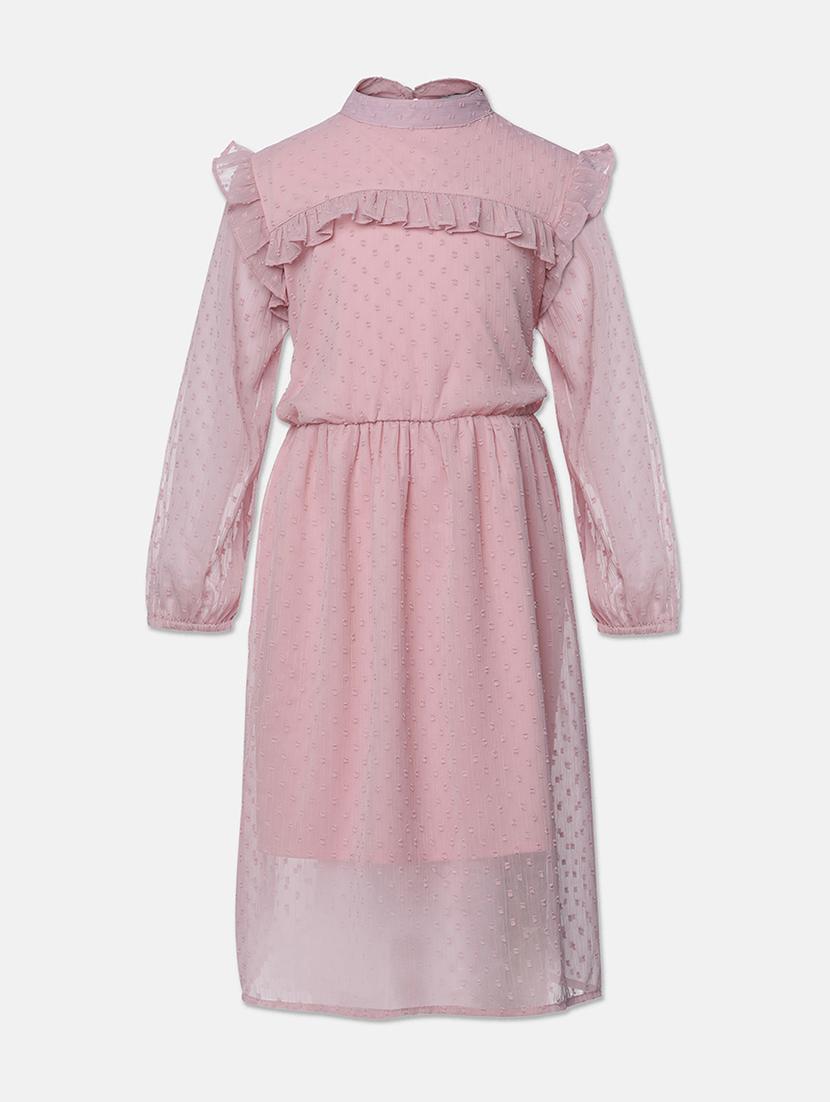 girls mock neck long sleeves frock - 18048146 - Zoom Image - 0