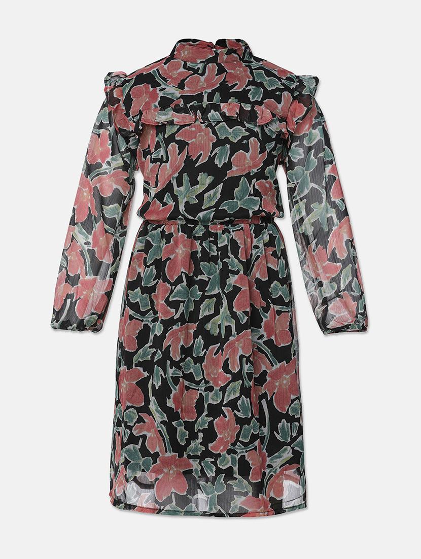 girls round neck long sleeves frock - 18048149 - Zoom Image - 0