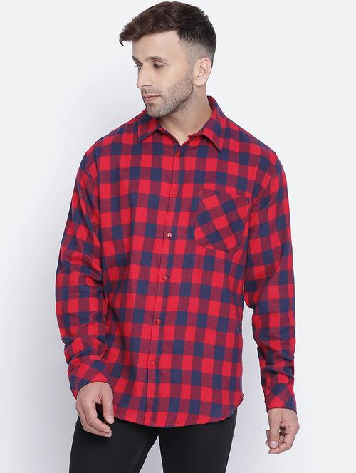red checkered casual shirt - 18048175 - Standard Image - 0