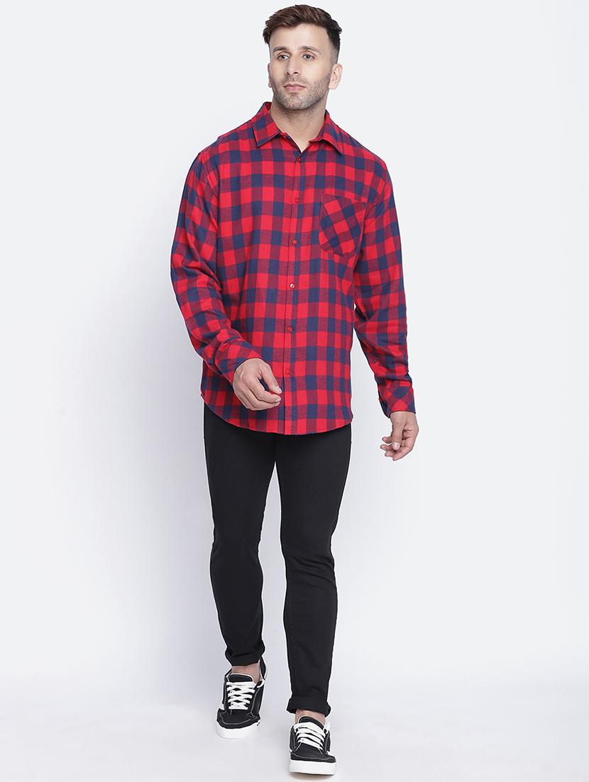 red checkered casual shirt - 18048175 - Standard Image - 3