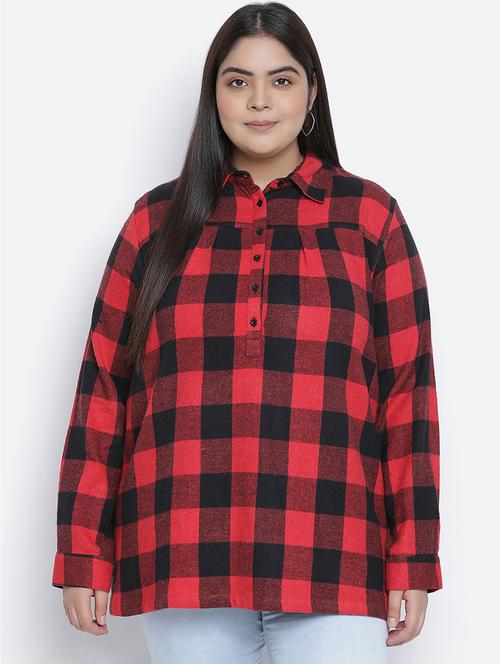 long sleeved checkered  top - 18048213 -  Standard Image - 0