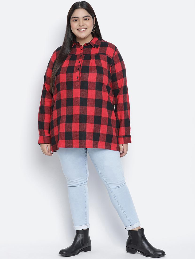 long sleeved checkered top - 18048213 - Standard Image - 3