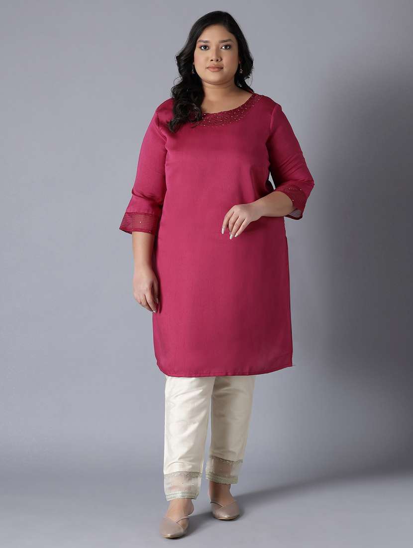purple straight kurta - 18048949 - Zoom Image - 0