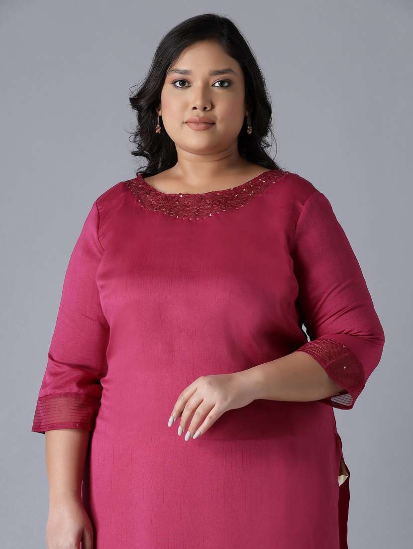 purple straight kurta - 18048949 - Standard Image - 3