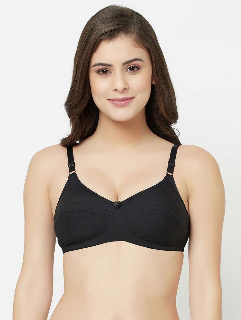 Black Cotton Blend Tshirt Bra
