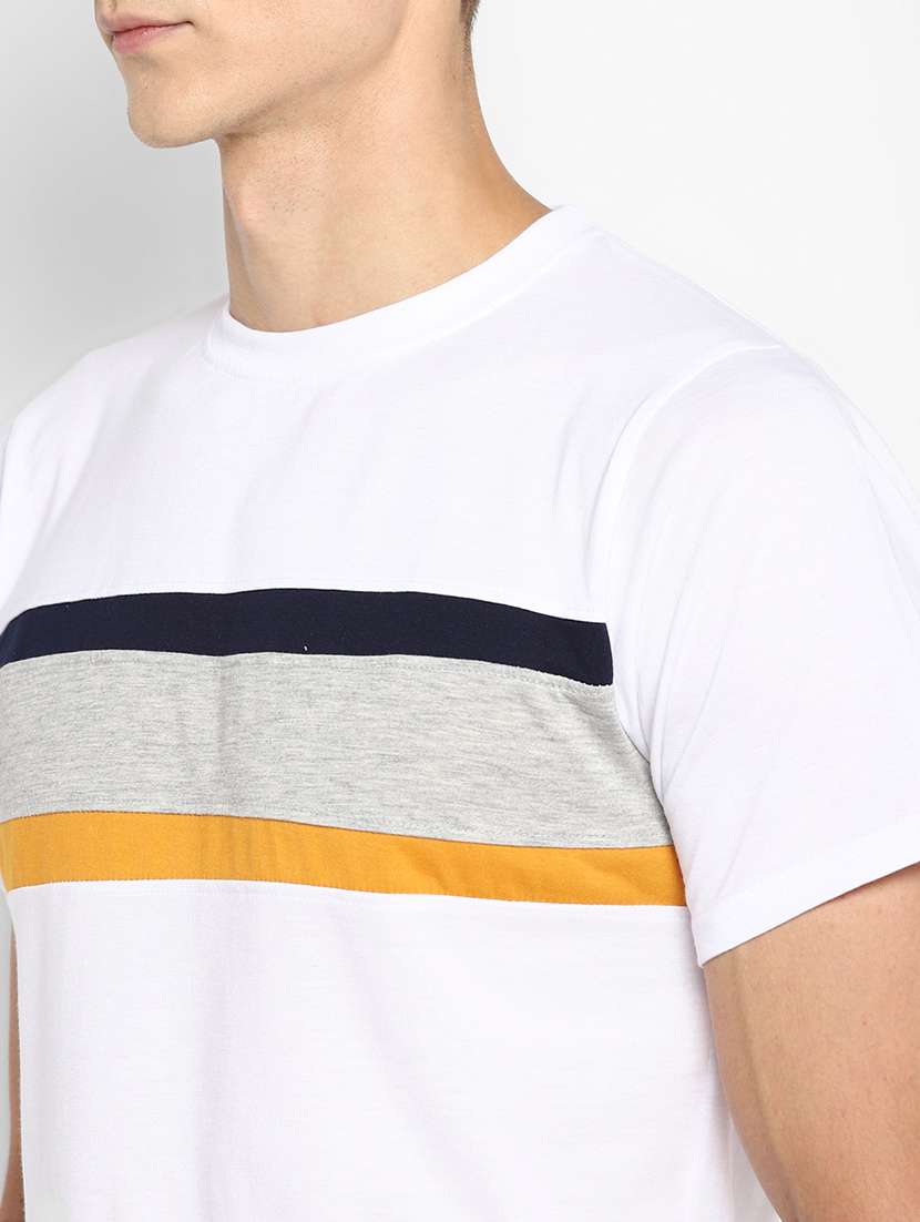 white color block t-shirt - 18049807 -  Standard Image - 3