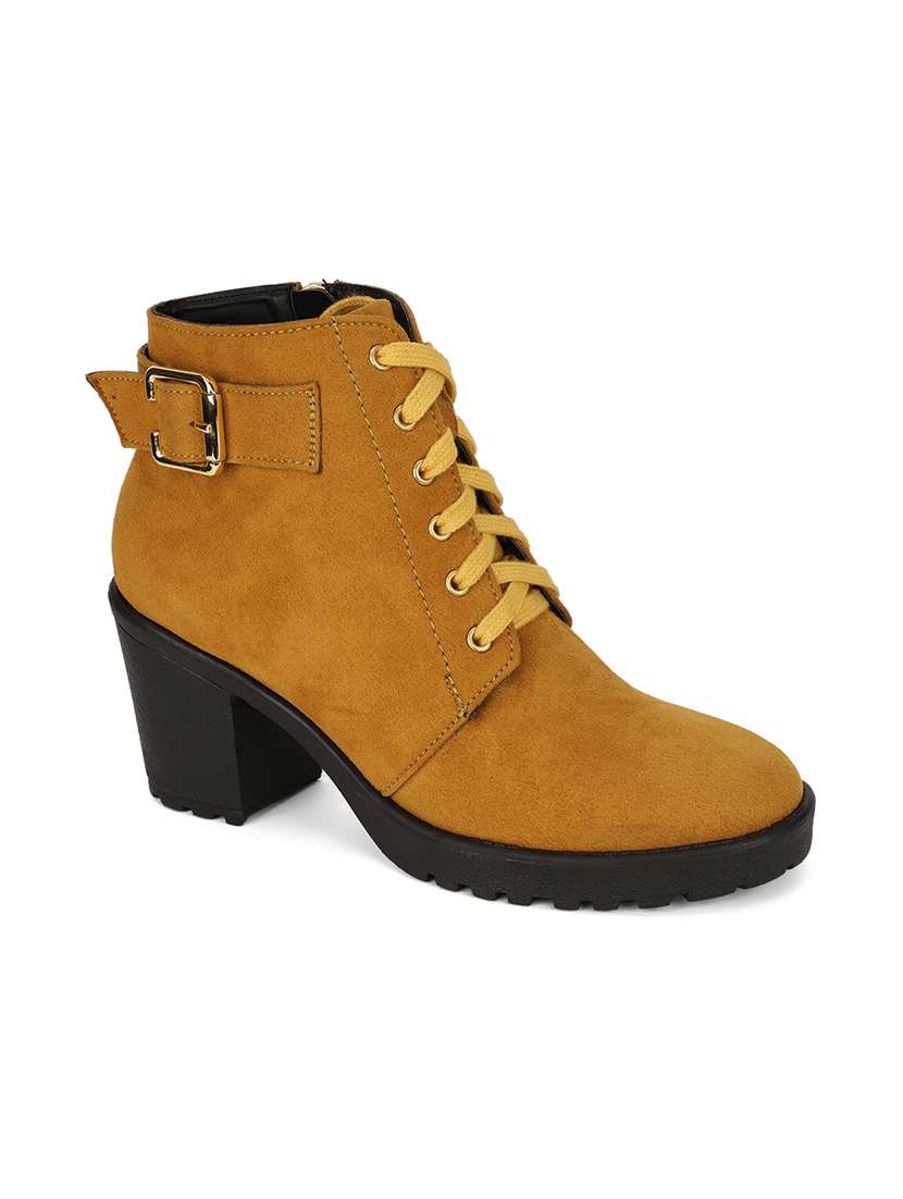 tan faux leather ankle  boots