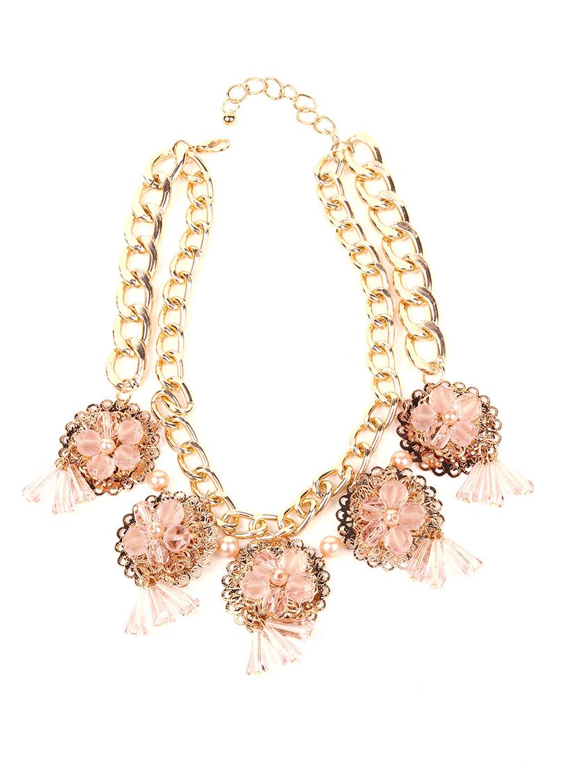 floral embellished chunky chain -peach - 18049988 -  Zoom Image - 0