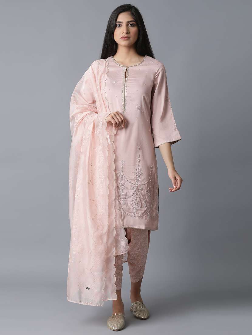 Buy online Pink Viscose Kurta Pant Set 
