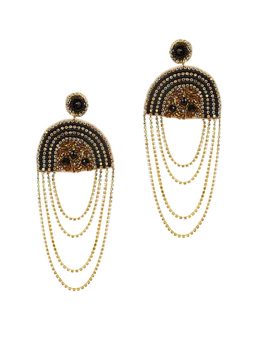 embroidered d shaped earring - 18050564 - Zoom Image - 0