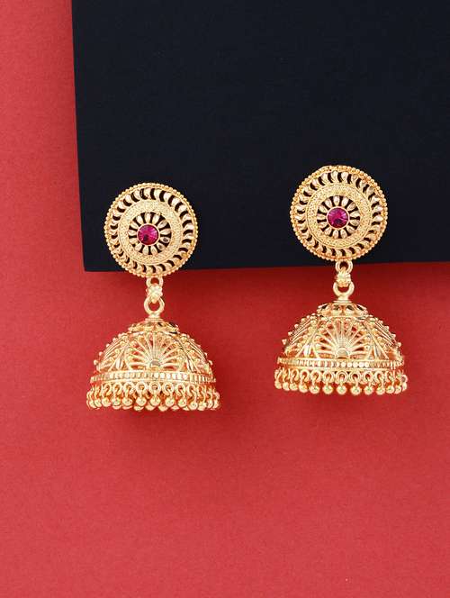 traditional gold plated jhumka earring - 18051114 - Standard Image - 0