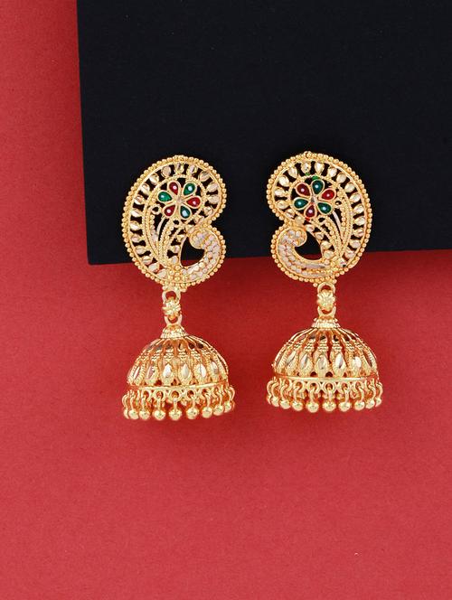 traditional gold plated jhumka earring  - 18051119 -  Standard Image - 0