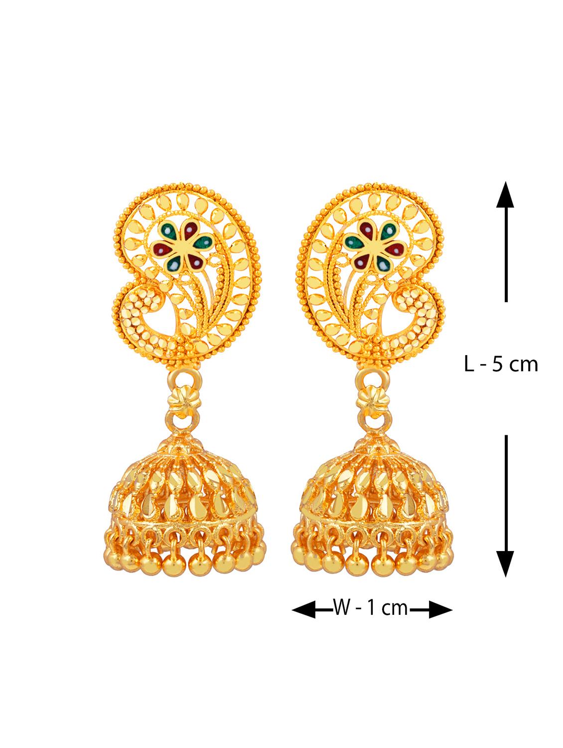 traditional gold plated jhumka earring - 18051119 - Standard Image - 3