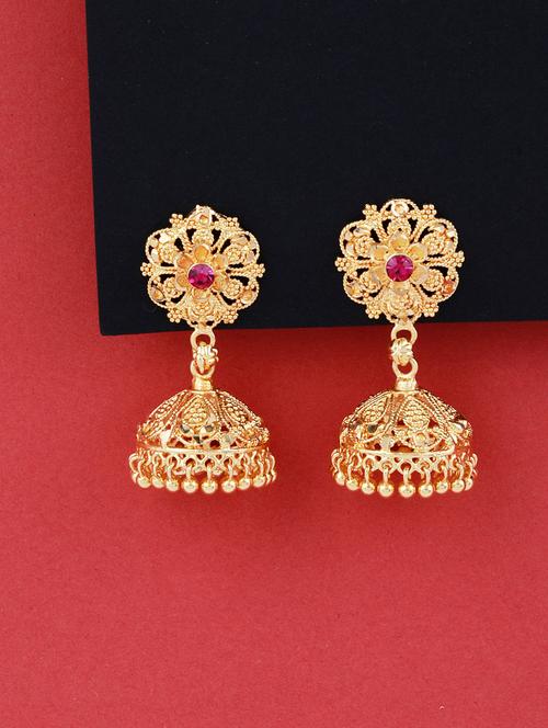 traditional gold plated jhumka earring - 18051120 - Standard Image - 0