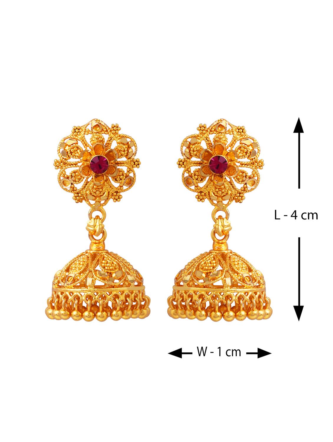 traditional gold plated jhumka earring - 18051120 - Standard Image - 3