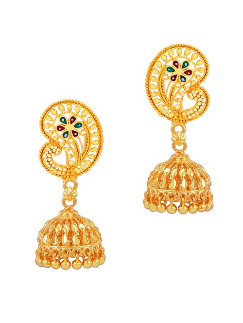 elegant traditional gold plated jhumka earring - 18051258 - Standard Image - 0