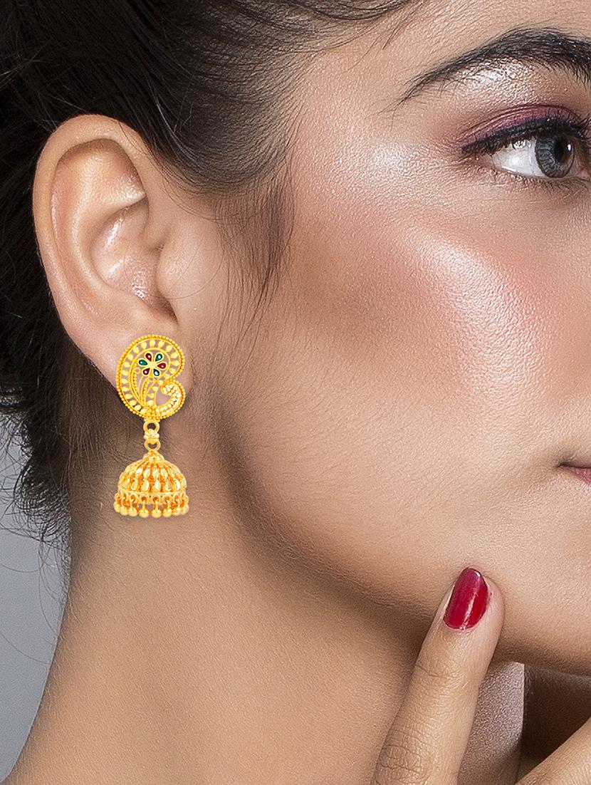 elegant traditional gold plated jhumka earring - 18051258 - Standard Image - 3