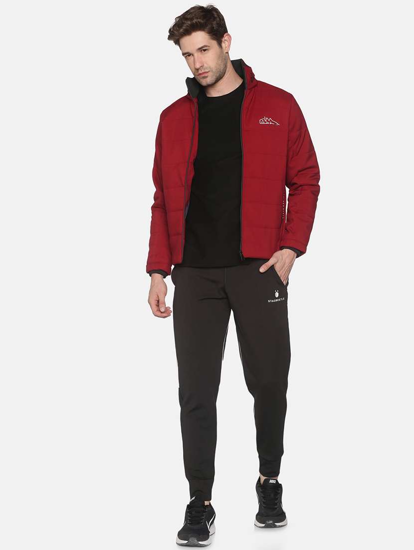 red solid quilted jacket - 18052414 -  Standard Image - 3
